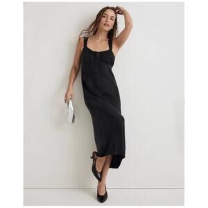 madewell square-neck midi dress true black no103 women size 2